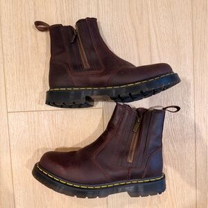 Dr. Martens Fur Lined Leather Zip Boots Women’s 10 Brown